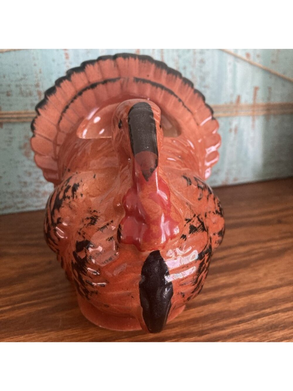 VTG Ceramic Turkey Planter 5”Thanksgiving Fall Harvest Centerpiece Decor READ